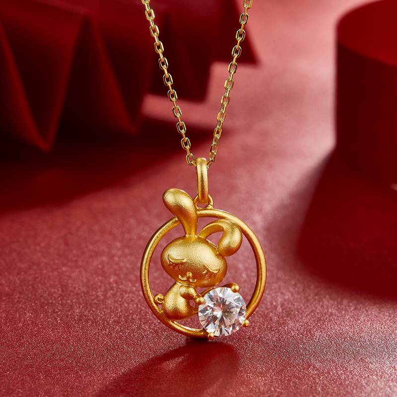 Rabbit Moissanite Diamond Necklace from the Chinese Zodiac Series 1.0 Carat